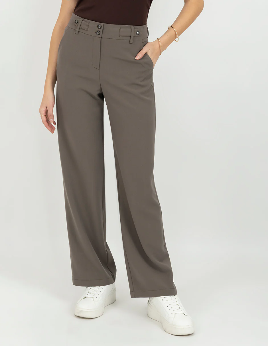 Pantalón de vestir café a la cintura - Imagen 5