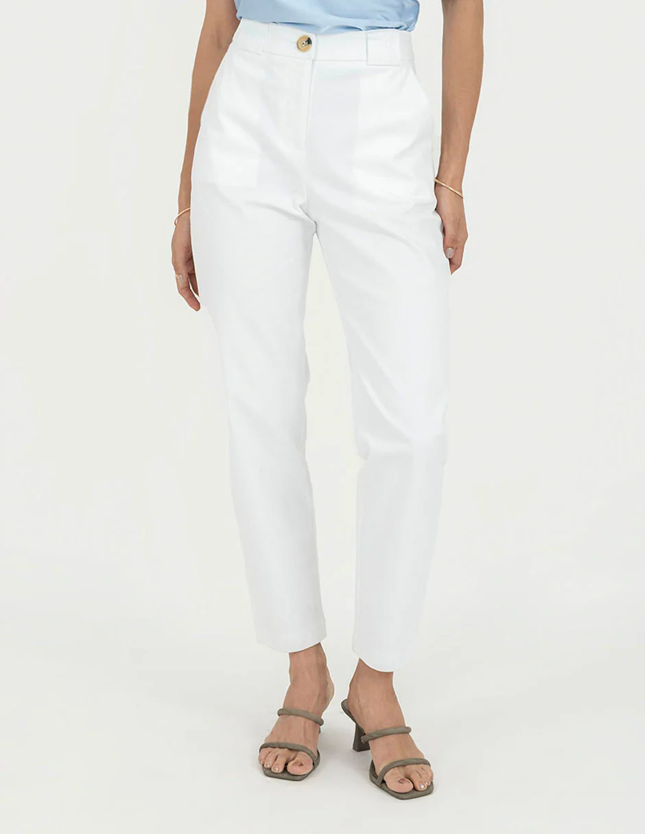 Pantalón blanco recto a la cintura - Imagen 2