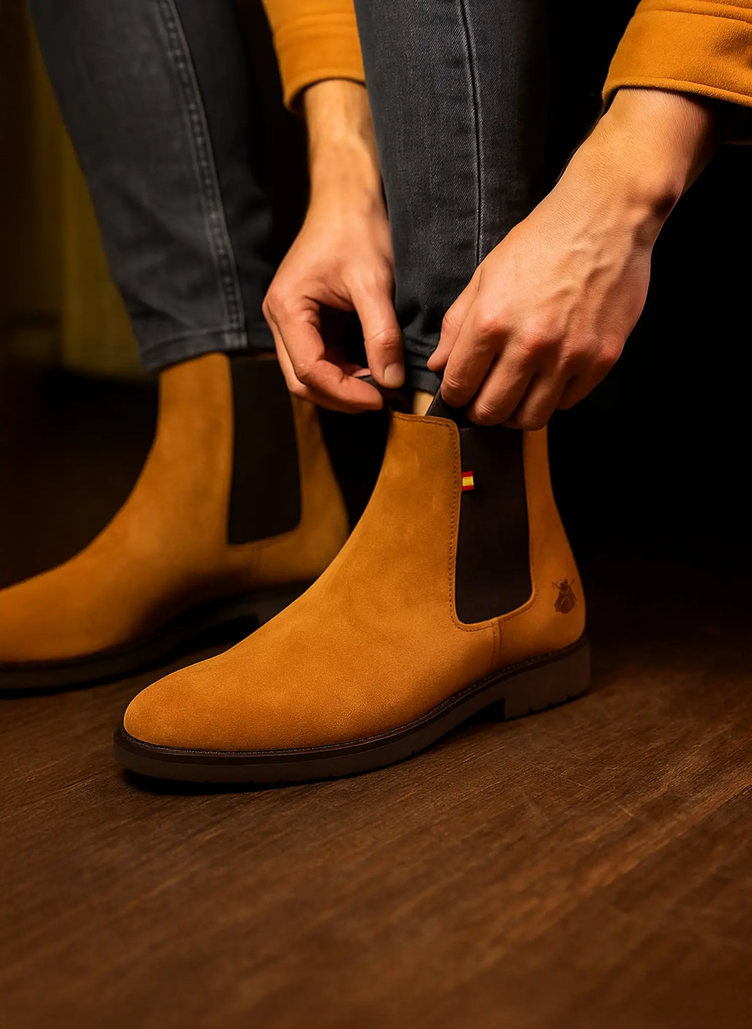 Botines Nobuck Cognac Suela Eva Hombre - Imagen 2