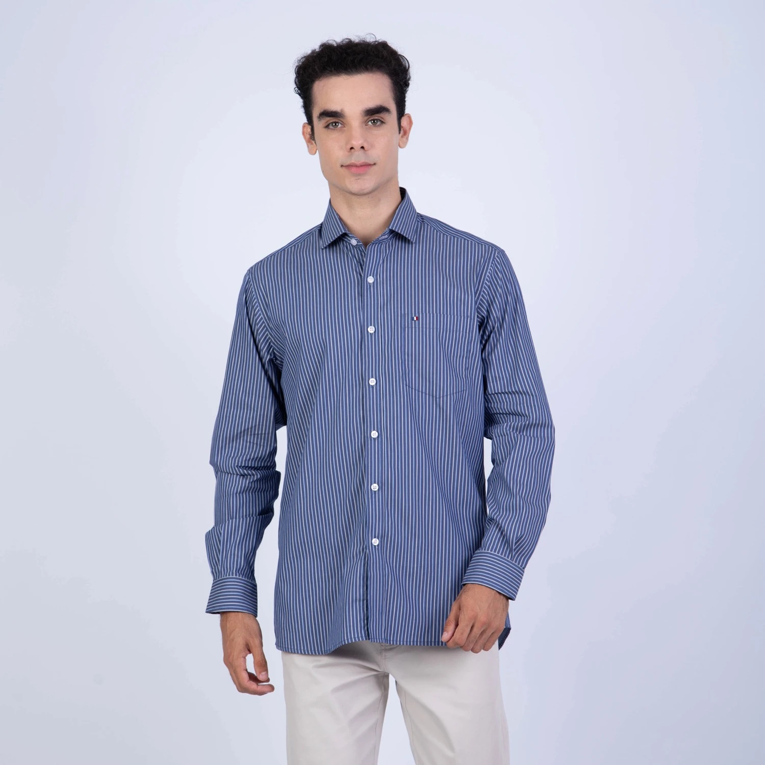 Camisa ML Sport con Cuello Frances Etiqueta Tessuto Made in Italy PC-61708CA - Imagen 9