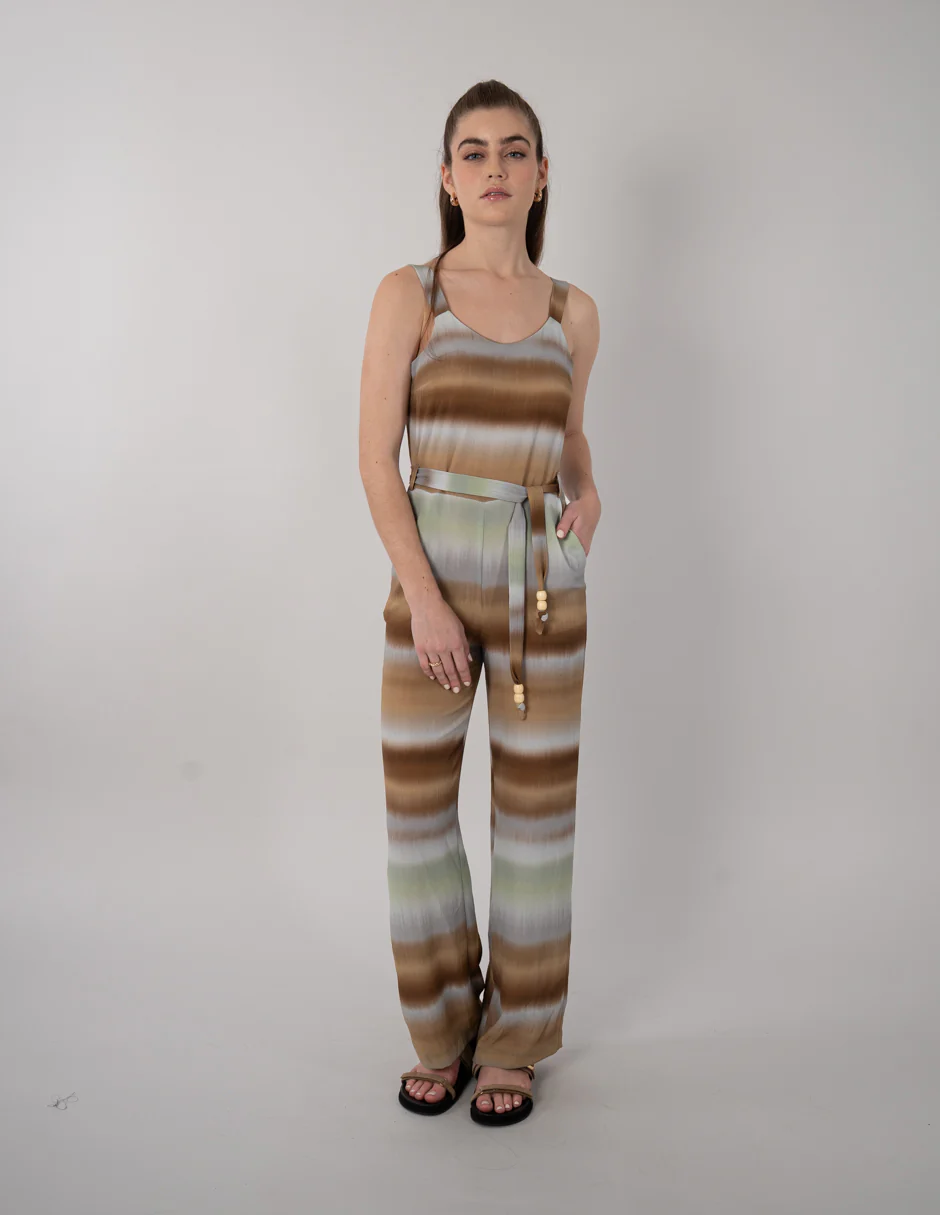 Jumpsuit largo multicolor con jareta en la cintura - Imagen 2