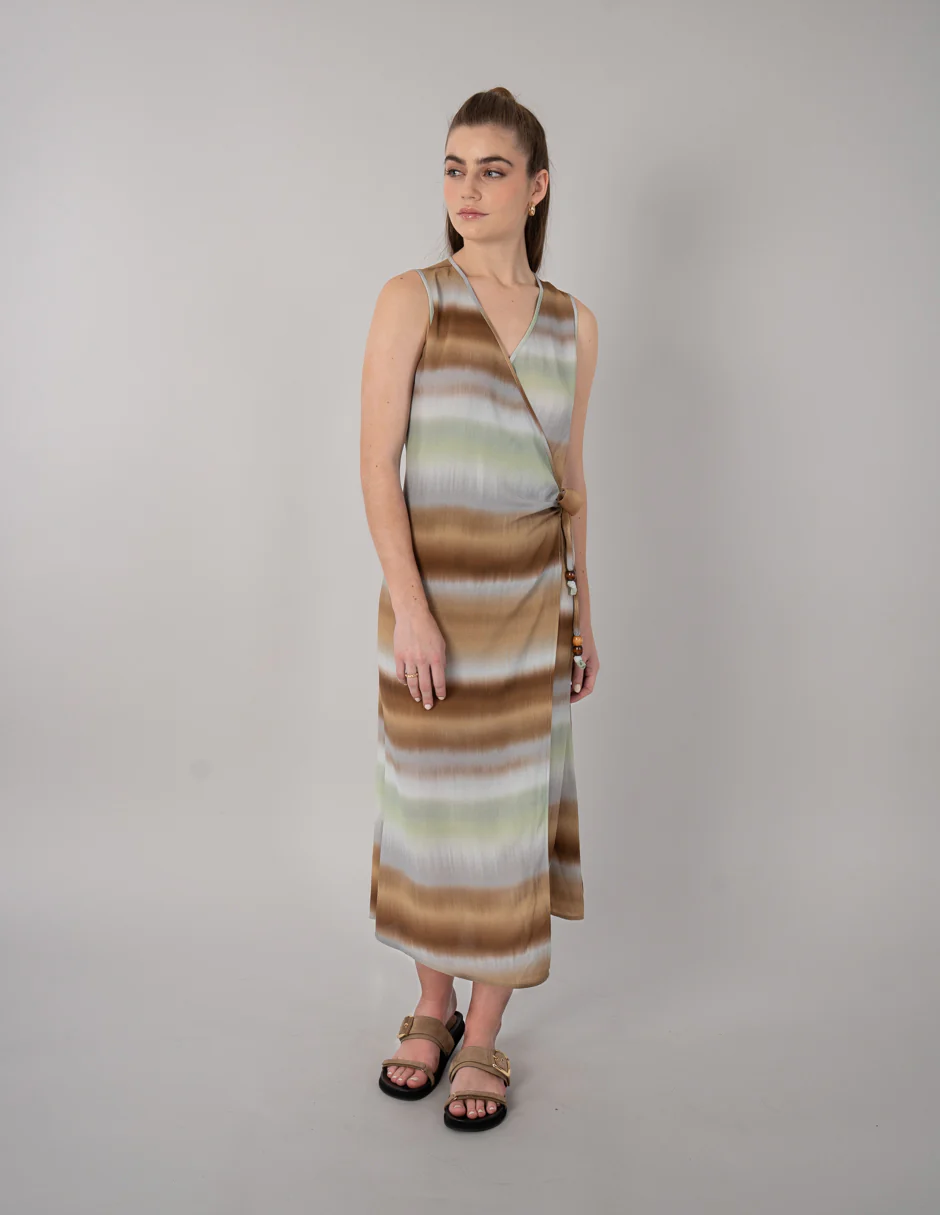 Vestido multicolor largo con detalle de cinta - Imagen 2